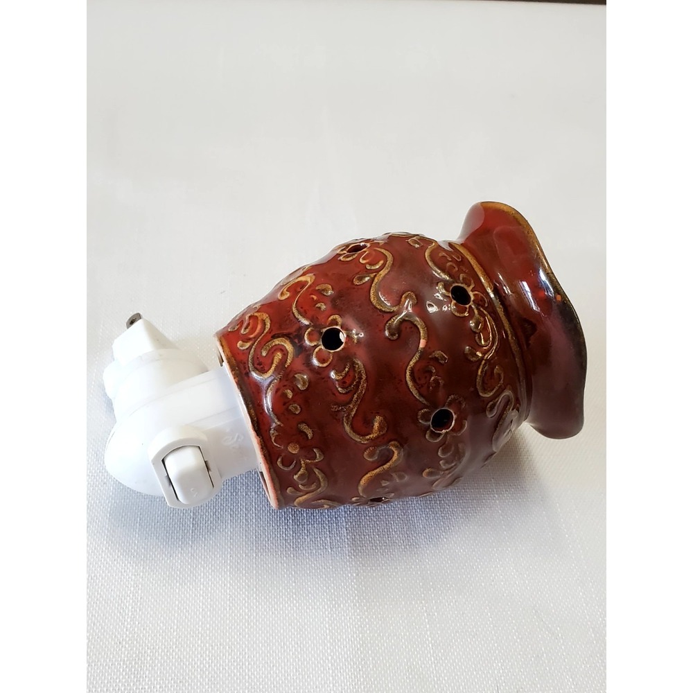 Scentsy "TORINO" Brown Ceramic Contemporary Plugin Wall Night Light Wax Warmer